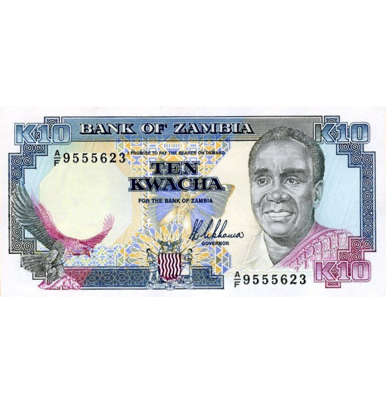 Zambia 10 Kwacha 1989-1991 ND Pick 31a
