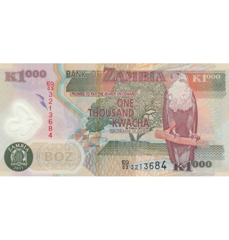 Zambia 1.000 Kwacha 2011 Pick 44h Polímero