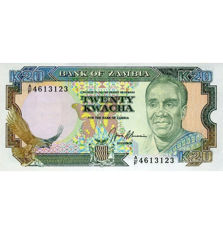 Zambia 20 Kwacha 1991 ND Pick 32b