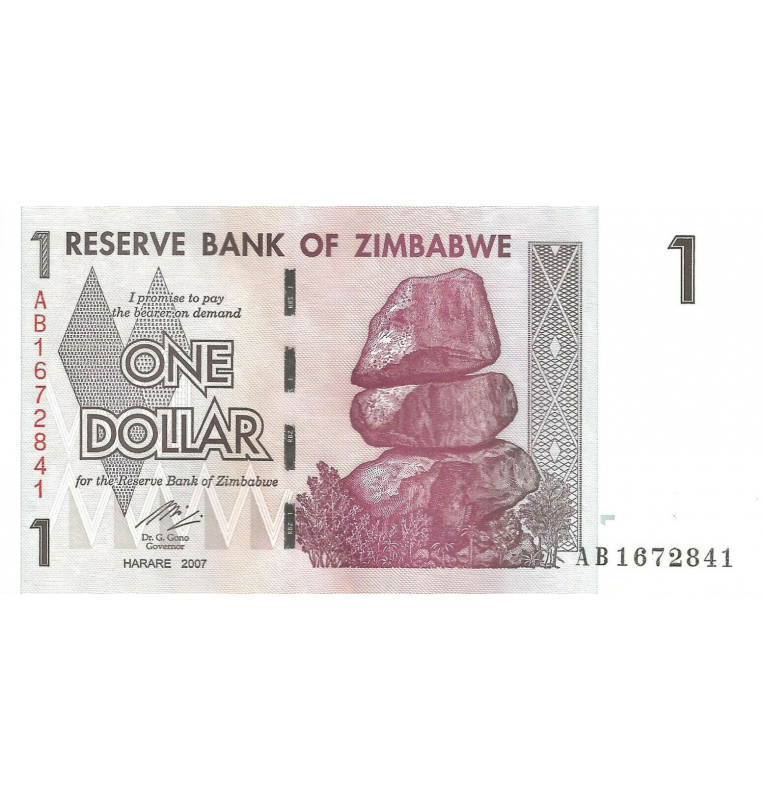 Zimbabwe 1 Dollar 2007 Pick 65