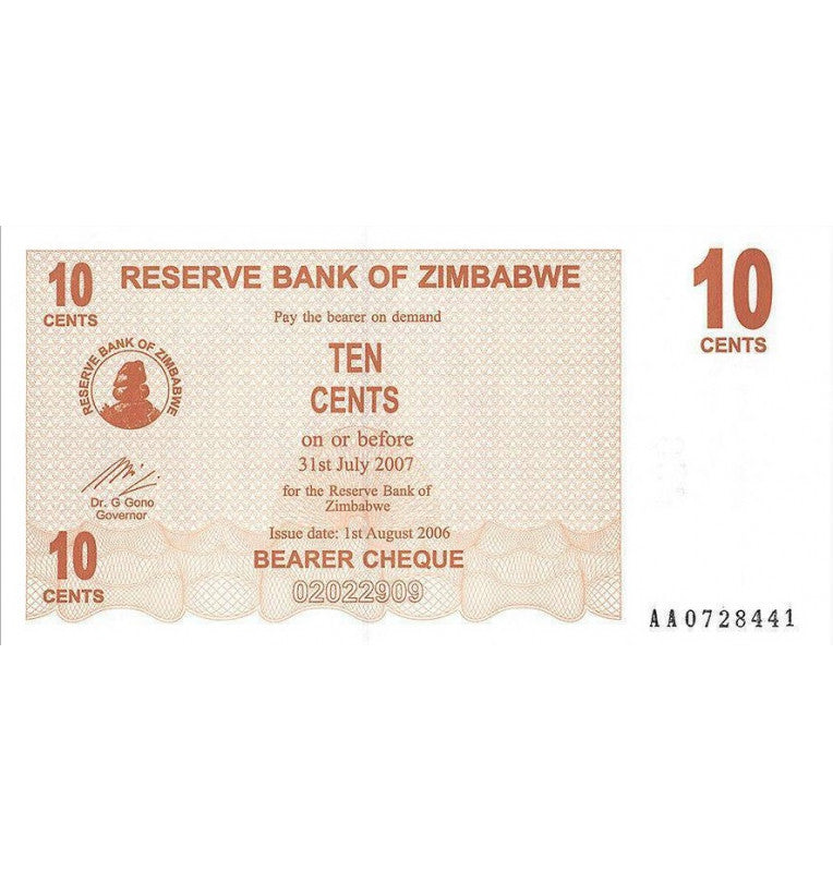 Zimbabue 10 Centavos  2006 Pick 35