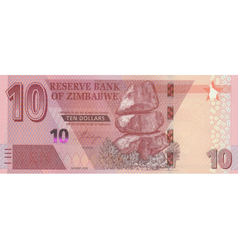 Zimbabue 10 Dólares 2020 Pick Nuevo