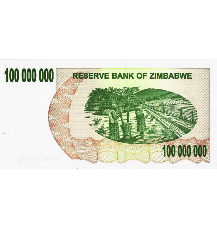 Zimbabue 100.000.000 Dólares 2008 Pick 58