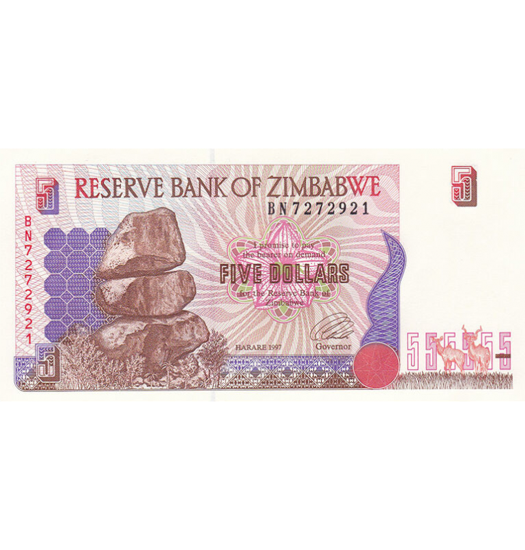 Zimbabwe 5 Dollars 1997 Pick 5b
