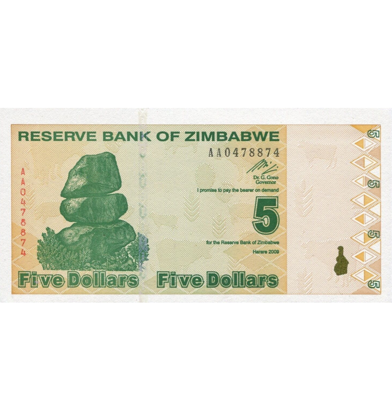 Zimbabue 5 Dólares 2009 Pick 93