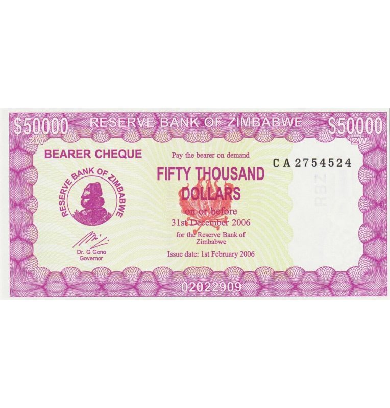 Zimbabue 50.000 Dólares 2006 Pick 30